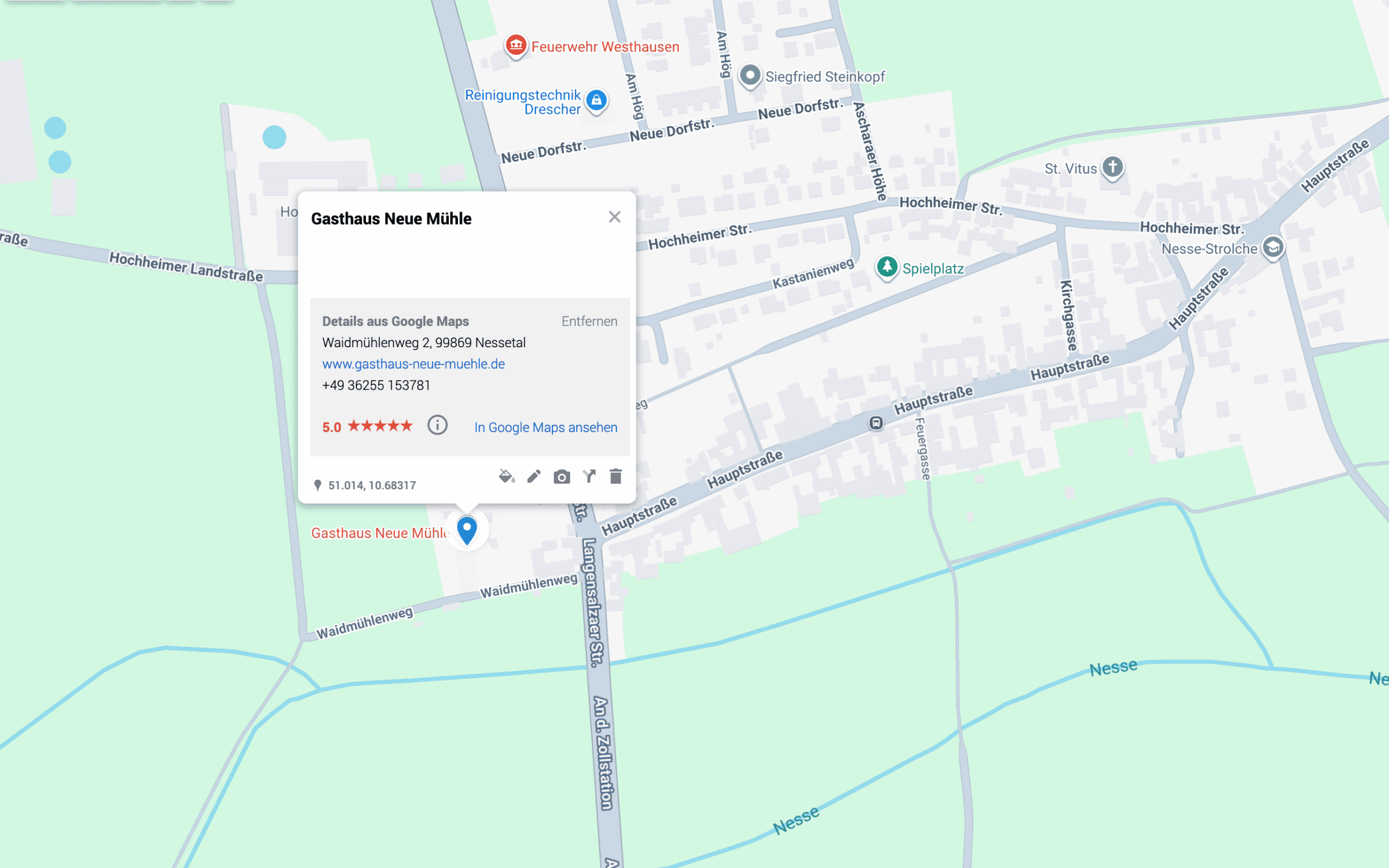 Wege Karte zum Gasthaus